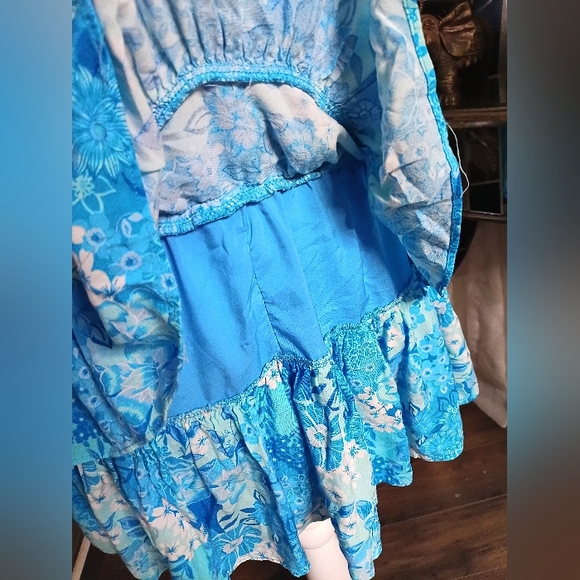 Blue Floral Ruffle Dress Rompers - Picture 14 of 14